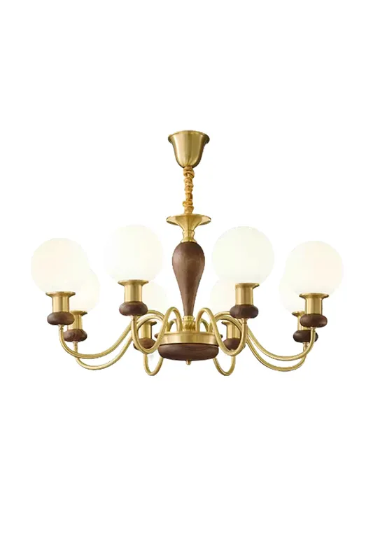 Vintage Globe Walnut Brass Chandelier — Samu Lighting LED Landscape Lights 40.0W 