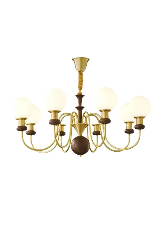 Vintage Walnut Wood Globe Chandelier — Samu Lighting LED Landscape Lights 40.0W 