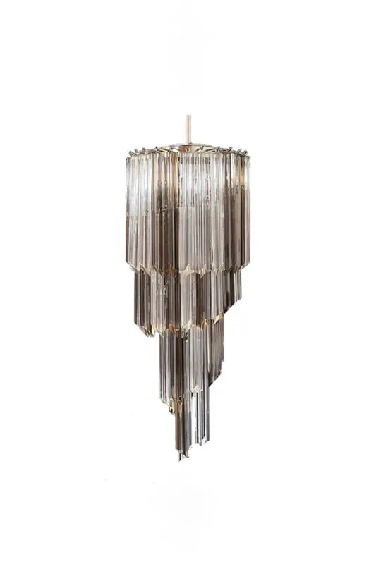 Vintage Smoked Art Glass Prism Spiral Chandelier — Samu Lighting LED Landscape Lights 80.0W 