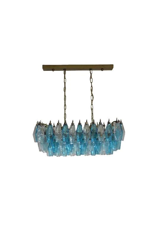 Vintage blue and clear glass Art Poliedri chandelier — Samu Lighting LED Landscape Lights 40.0W 