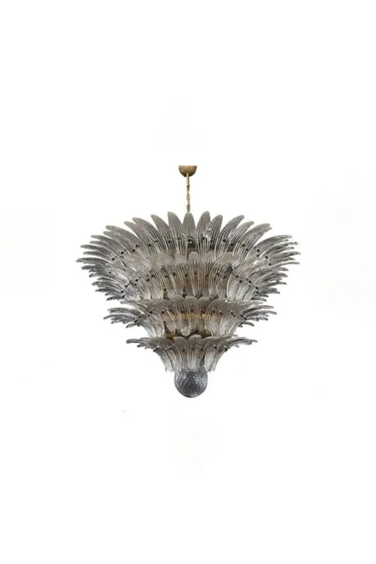 Art Palm Leaf 4-Tier Clear Glass Chandelier — Samu Lighting LED Landscape Lights 40.0W 