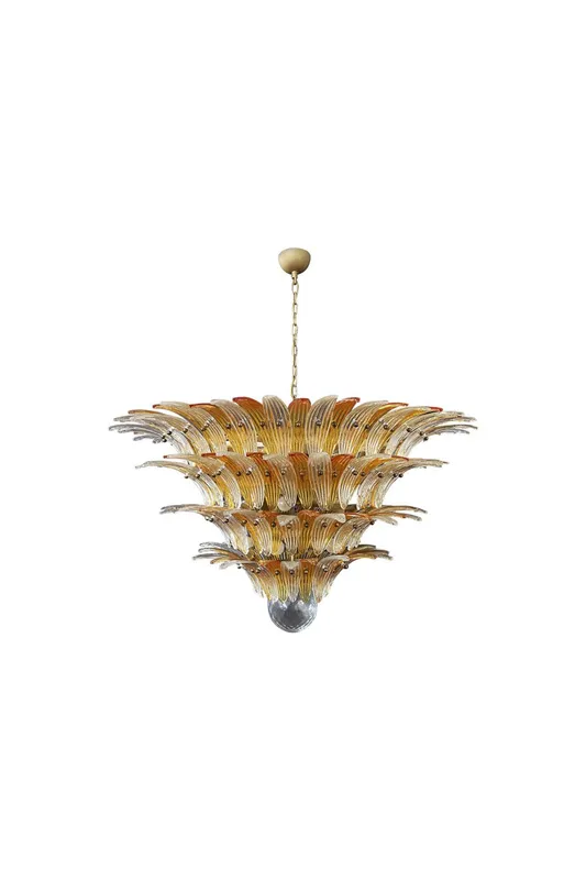 Amber and Clear Art Glass Palmette Chandelier — Samu Lighting LED Landscape Lights 40.0W 