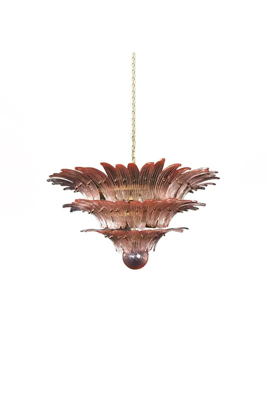 Art Vintage Palm Pink Triple Glass Chandelier — Samu Lighting LED Landscape Lights 40.0W 