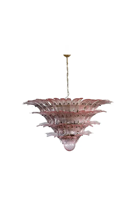 Art Four-tier pink glass palm leaf chandelier — Samu Lighting LED Landscape Lights 40.0W 