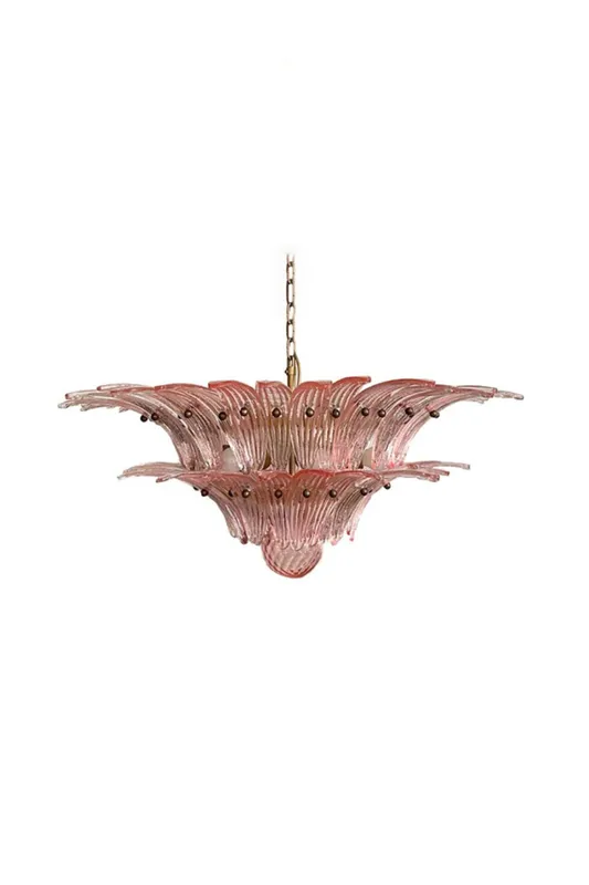Vintage Art Pink Palm Leaf Glass Chandelier — Samu Lighting LED Landscape Lights 40.0W 