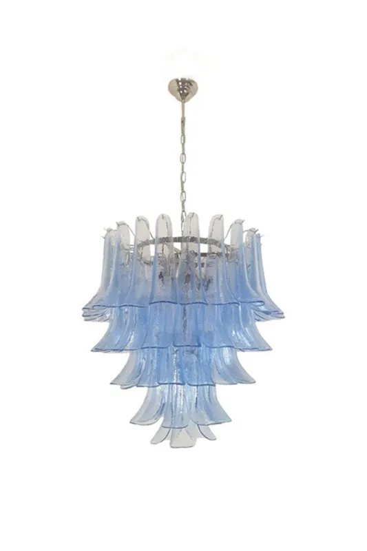 Vintage 1980s Blue Art Glass Petal Chandelier — Samu Lighting LED Landscape Lights 40.0W 