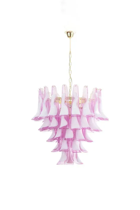 Fuchsia and White Art Glass Petal Tiered Chandelier — Samu Lighting LED Landscape Lights 40.0W 