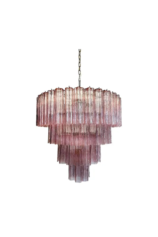 Large Pink Art Glass Tiered Chandelier — Samu Lighting LED Landscape Lights 80.0W 
