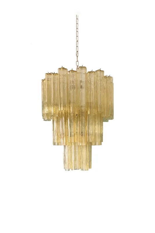 Three-Tier Yellow  Glass Art Chandelier — Samu Lighting LED Landscape Lights 40.0W 