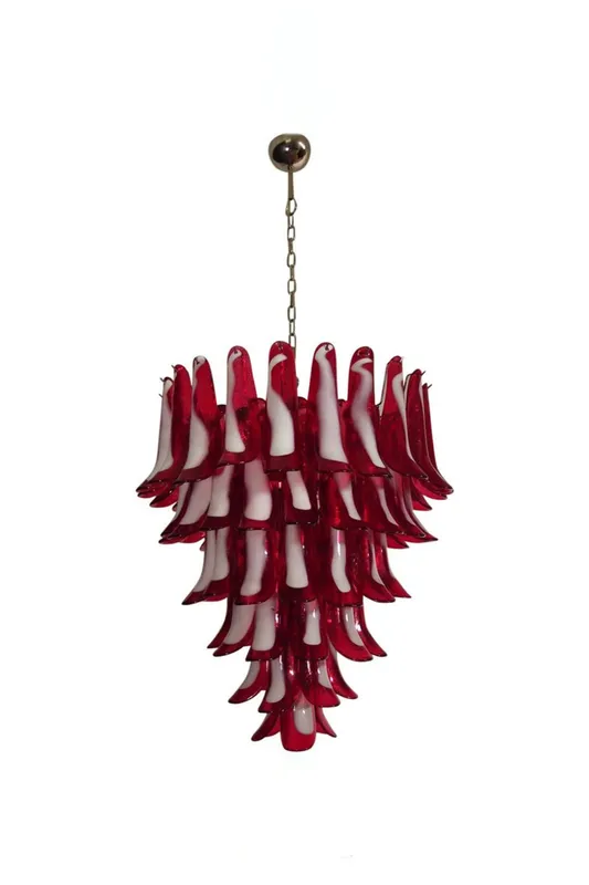 Mid-Century Red Art Glass Petal Chandelier — Samu Lighting LED Landscape Lights 40.0W 