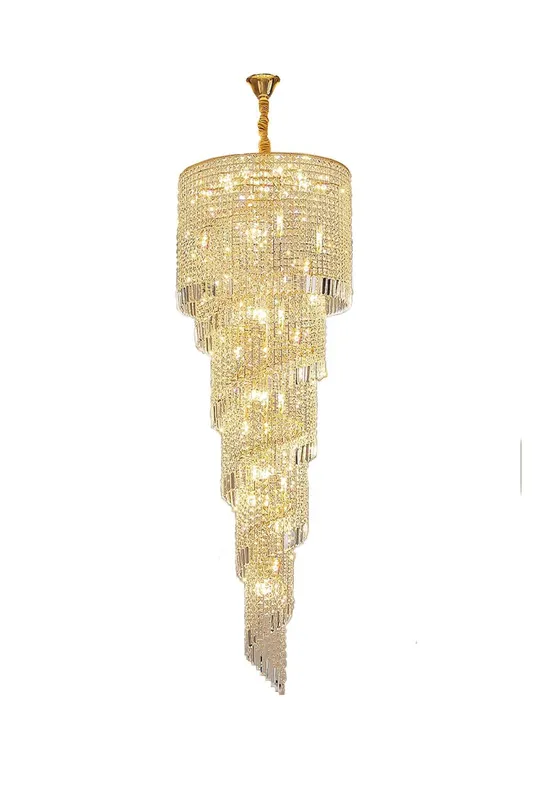 Crystal Spiral Double Volume Chandelier — Samu Lighting LED Troffers & Panels 50.0W 
