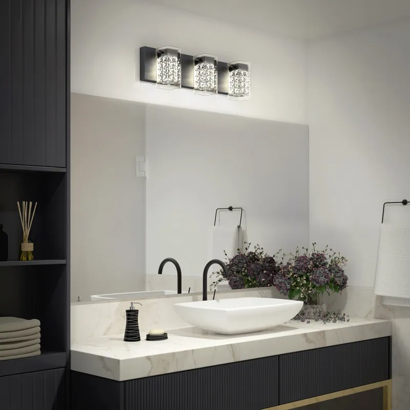 Crystal Cube LED bathroom vanity light 5 CCT — Artika LED Wall Lights  