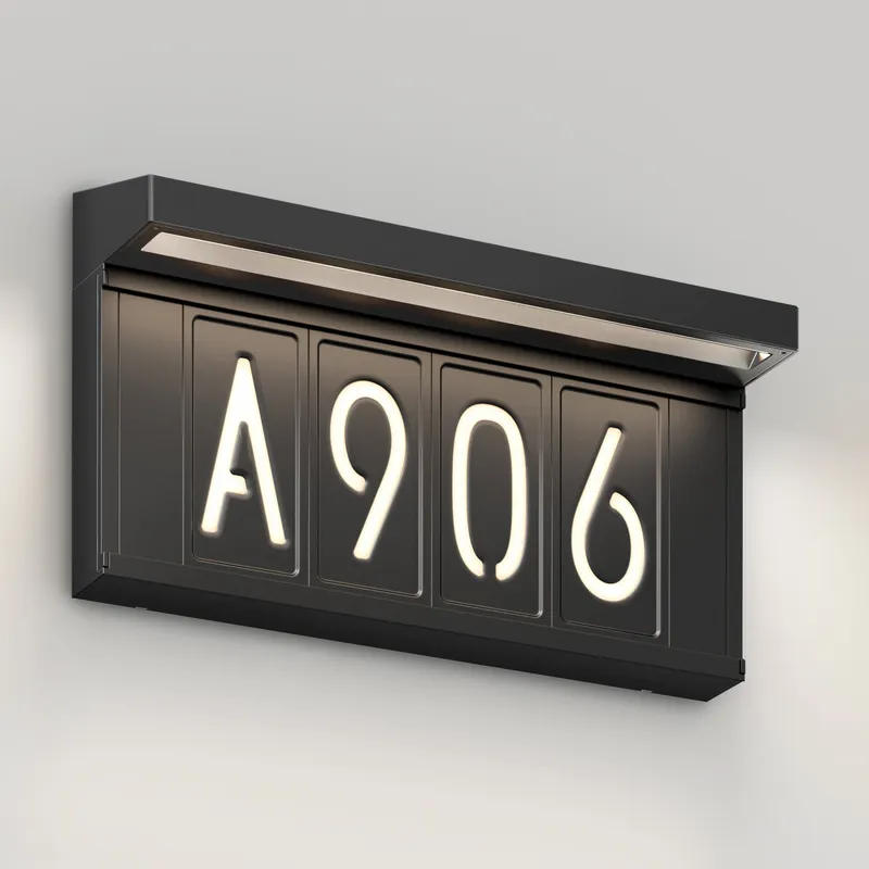 Bowen solar LED outdoor address wall light 5 CCT — Artika LED Wall Lights  