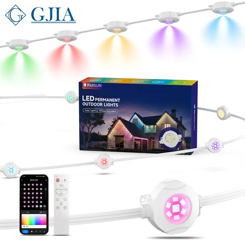 GGJIA RGBCW Permanent Outdoor Under Eave Lighting IP67, Intelligent Voice Control — G GJIA Lighting LED Flood Lights  