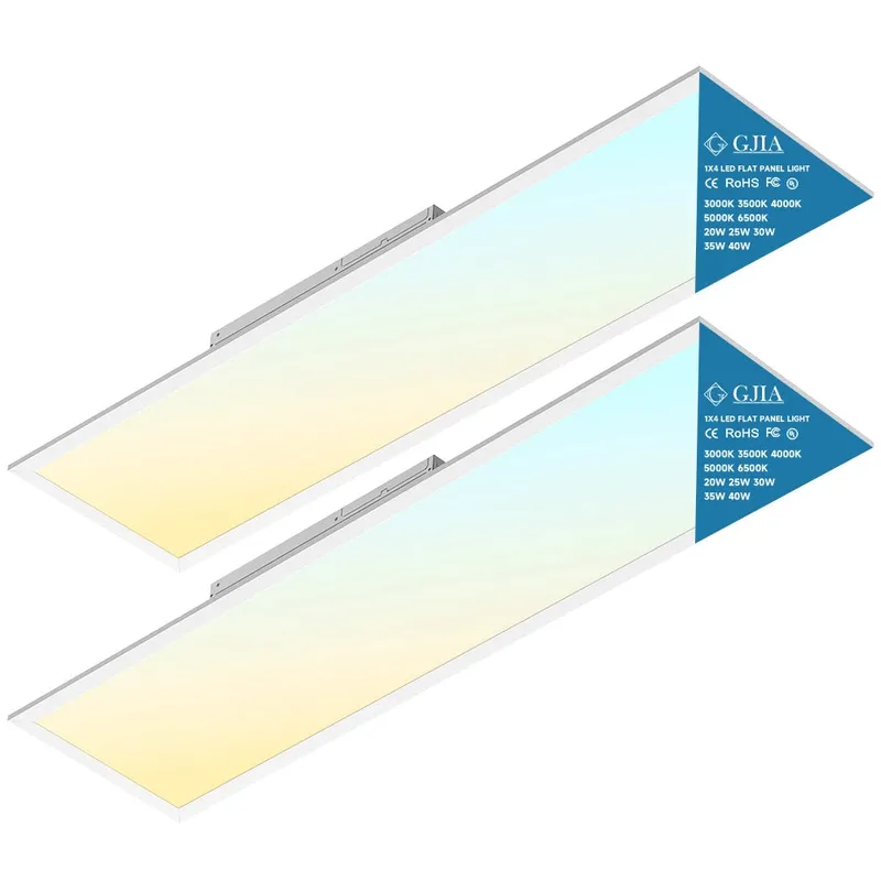 GGJIA Led Ceiling Panel Light 40W 1FTx4FT 2Pack, 5200lumens, Selectable Wattage & CCT, AC 120-277V — G GJIA Lighting LED Troffers & Panels 40.0W 