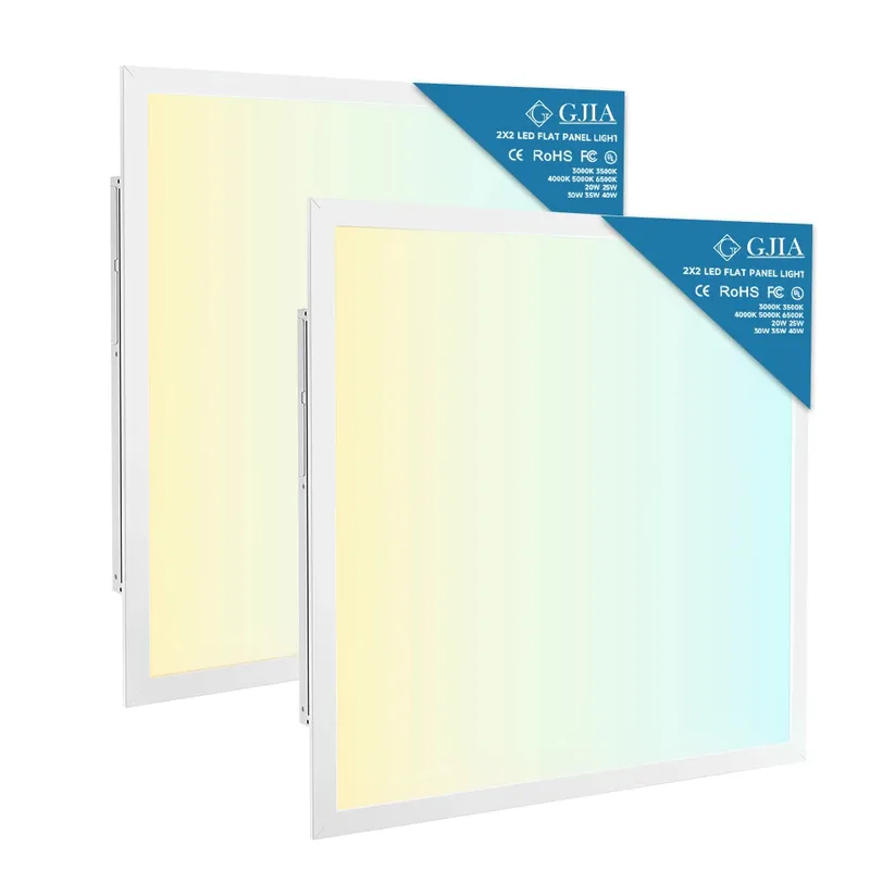 GGJIA Led Ceiling Panel Light 40W 2FTx2FT 2Pack, 5200lumens, Selectable Wattage & CCT, AC 120-277V — G GJIA Lighting LED Troffers & Panels 40.0W 