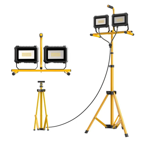GGJIA 200W LED Tripod Light 25,000LM, 2 Head Portable Work Lights on Stand — G GJIA Lighting LED General Lighting 200.0W 