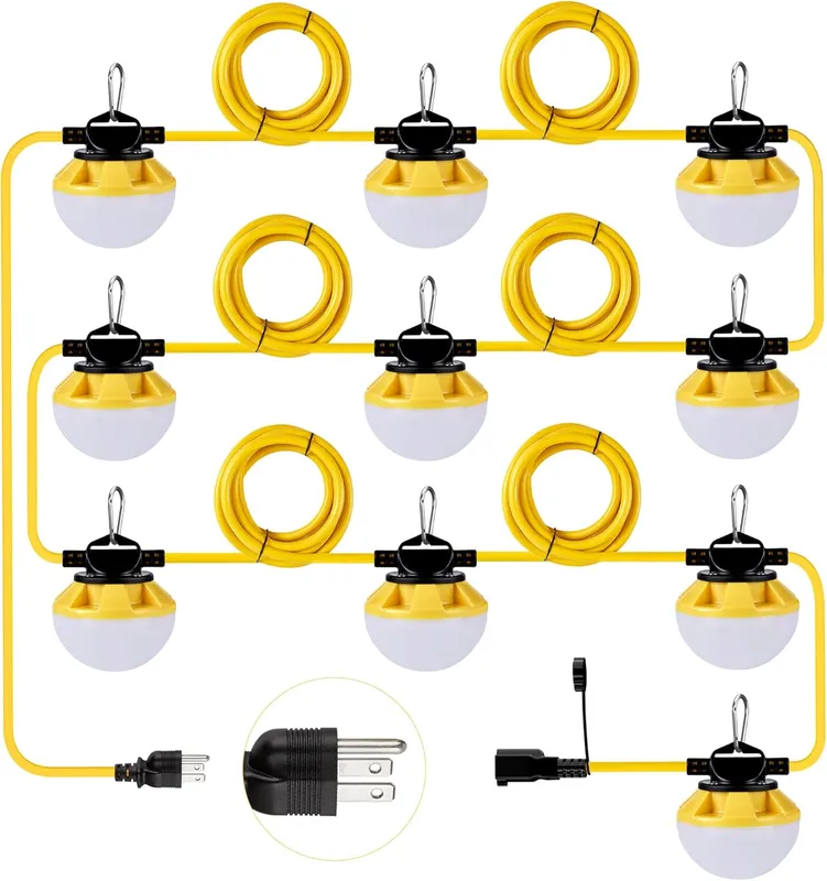 GGJIA 100W 3 Prong LED Construction String Light Round Series — G GJIA Lighting LED General Lighting 100.0W 