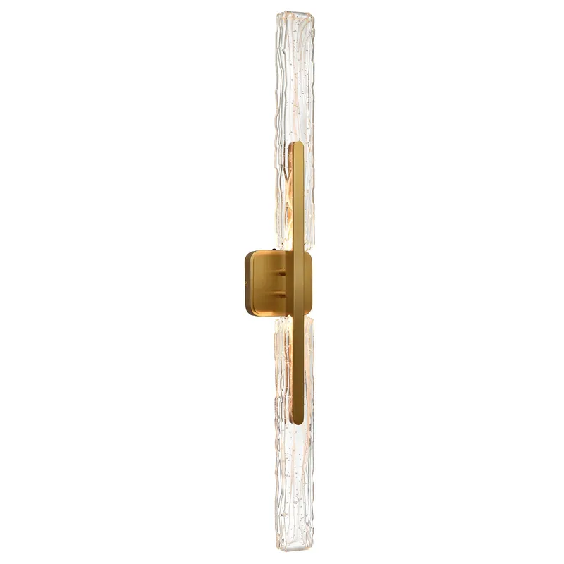 Curva Integrated LED 36in Brass Vanity Light with Handcrafted Glass — CWI Lighting LED Wall Lights  2700K