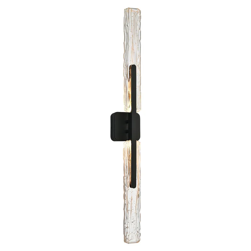 Curva Integrated LED 36in Sand Black Indoor-Outdoor Wall Light with Handcrafted Glass — CWI Lighting LED Wall Lights  2700K