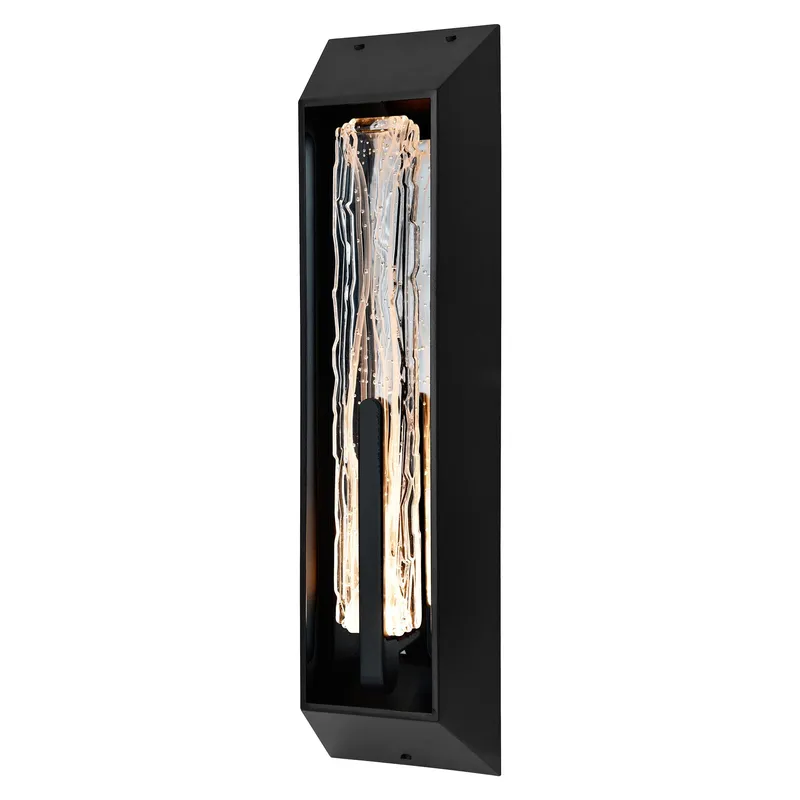 Curva Integrated LED 24in Sand Black Outdoor Wall Light with Handcrafted Glass — CWI Lighting LED Wall Lights  2700K
