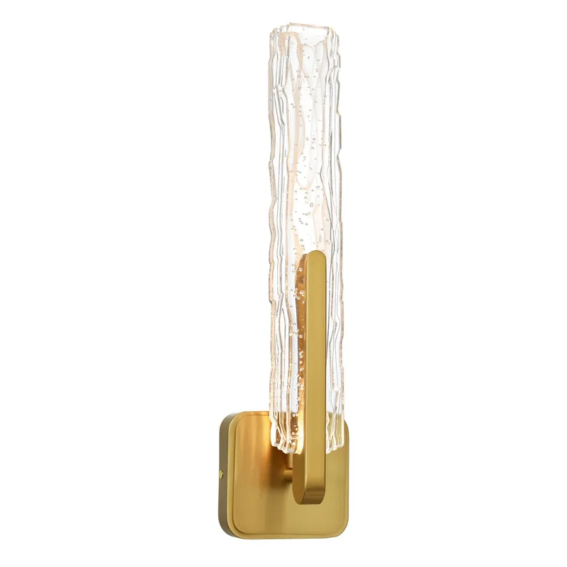 Curva Integrated LED 19in Brass Wall Light with Handcrafted Glass — CWI Lighting LED Wall Lights  2700K