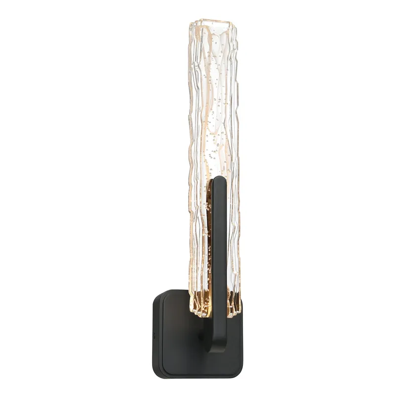 Curva Integrated LED 19in Sand Black Indoor-Outdoor Wall Light with Handcrafted Glass — CWI Lighting LED Wall Lights  2700K