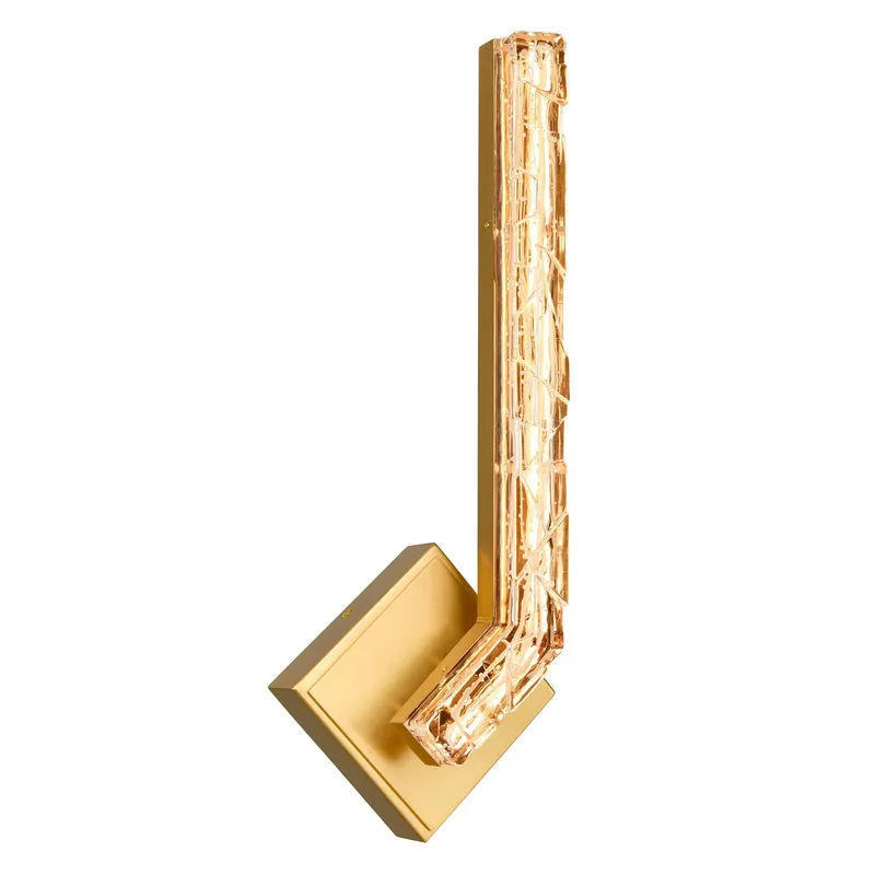 Contour Integrated LED 19in Brass Wall Light with Handcrafted Glass — CWI Lighting LED Wall Lights  