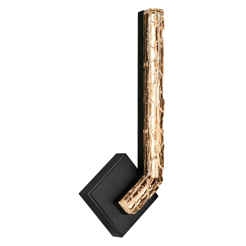 Contour Integrated LED 19in Sand Black Indoor-Outdoor Wall Light with Handcrafted Glass — CWI Lighting LED Wall Lights  