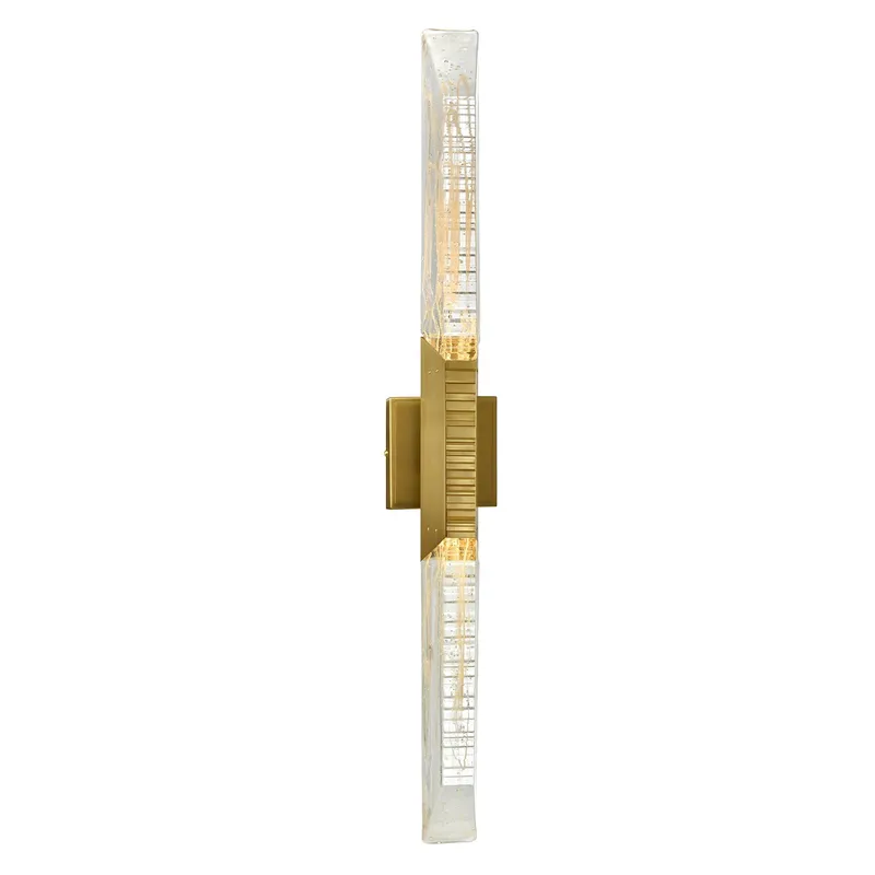 Petra Integrated LED 36in Brass Vanity Light with Handcrafted Glass — CWI Lighting LED Wall Lights  2700K