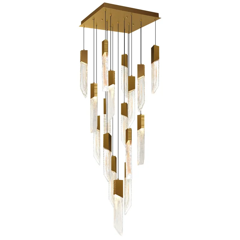 Petra Integrated LED 24in Brass Chandelier with Handcrafted Glass — CWI Lighting LED Pendant Lights  2700K