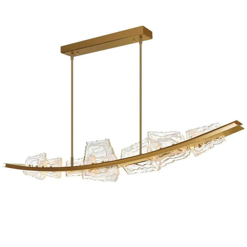 Arcus Integrated LED 70in Brass Chandelier with Handcrafted Glass — CWI Lighting LED Pendant Lights  2700K
