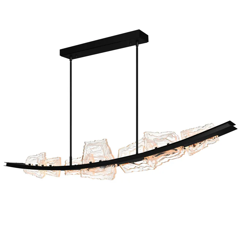 Arcus Integrated LED 70in Black Chandelier with Handcrafted Glass — CWI Lighting LED Pendant Lights  2700K