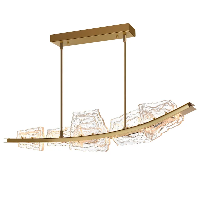 Arcus Integrated LED 50in Brass Chandelier with Handcrafted Glass — CWI Lighting LED Pendant Lights  2700K