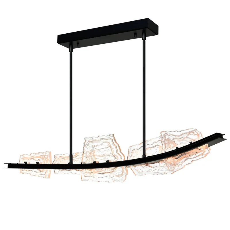 Arcus Integrated LED 50in Black Chandelier with Handcrafted Glass — CWI Lighting LED Pendant Lights  2700K