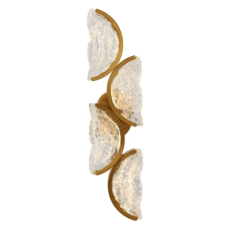 Moon Integrated LED 8in Brass Wall Light with Handcrafted Glass — CWI Lighting LED Wall Lights  