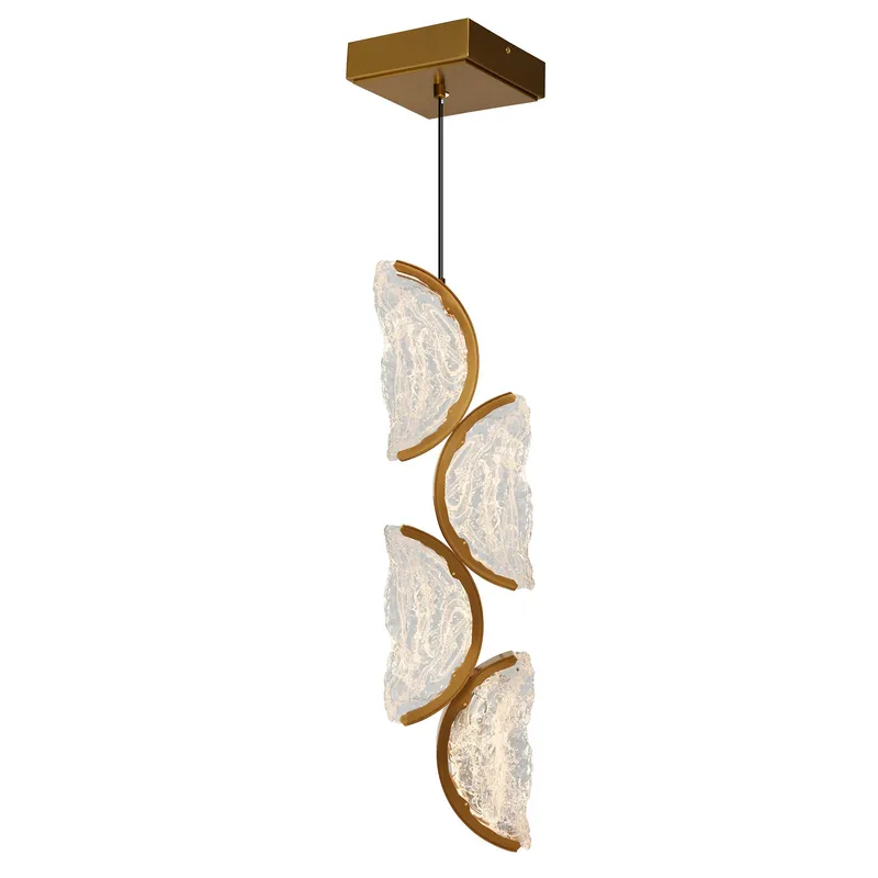 Moon Integrated LED 8in Brass Mini Pendant with Handcrafted Glass — CWI Lighting LED Pendant Lights  