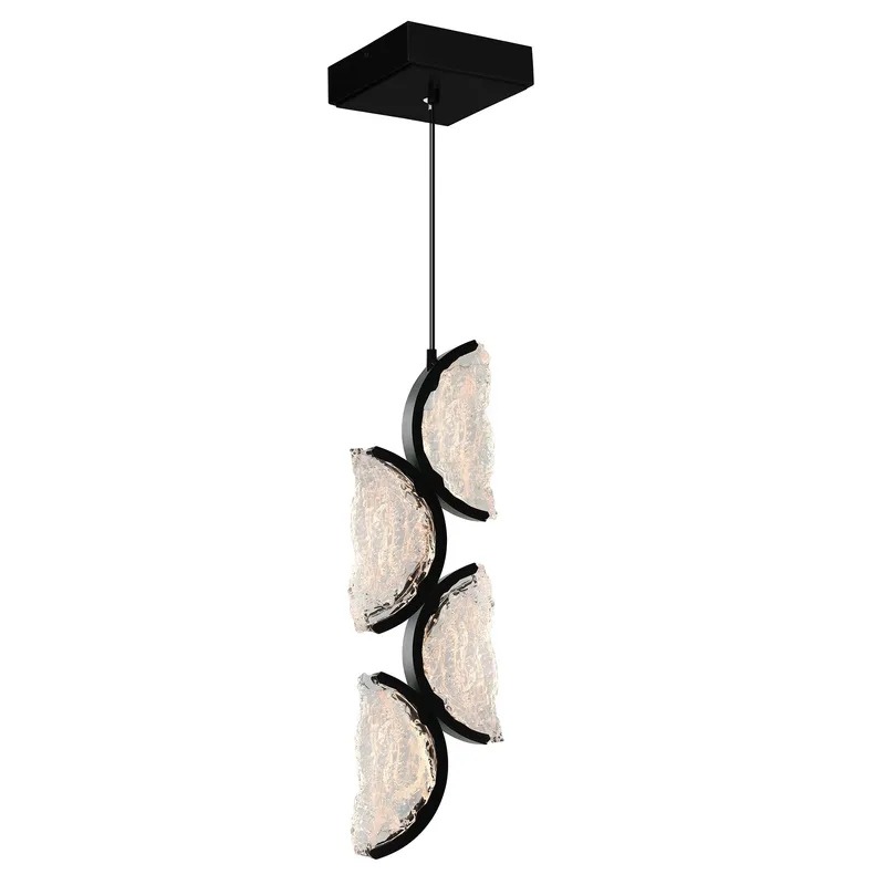 Moon Integrated LED 8in Black Mini Pendant with Handcrafted Glass — CWI Lighting LED Pendant Lights  