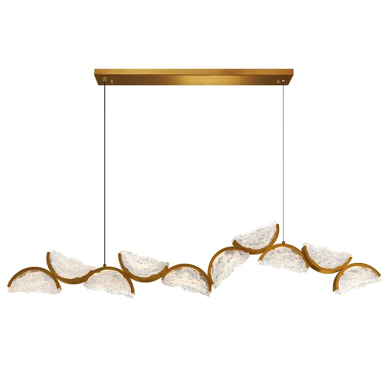 Moon Integrated LED 70in Brass Chandelier with Handcrafted Glass — CWI Lighting LED Pendant Lights  