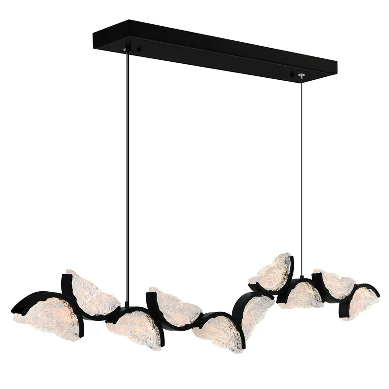 Moon Integrated LED 70in Black Chandelier with Handcrafted Glass — CWI Lighting LED Pendant Lights  
