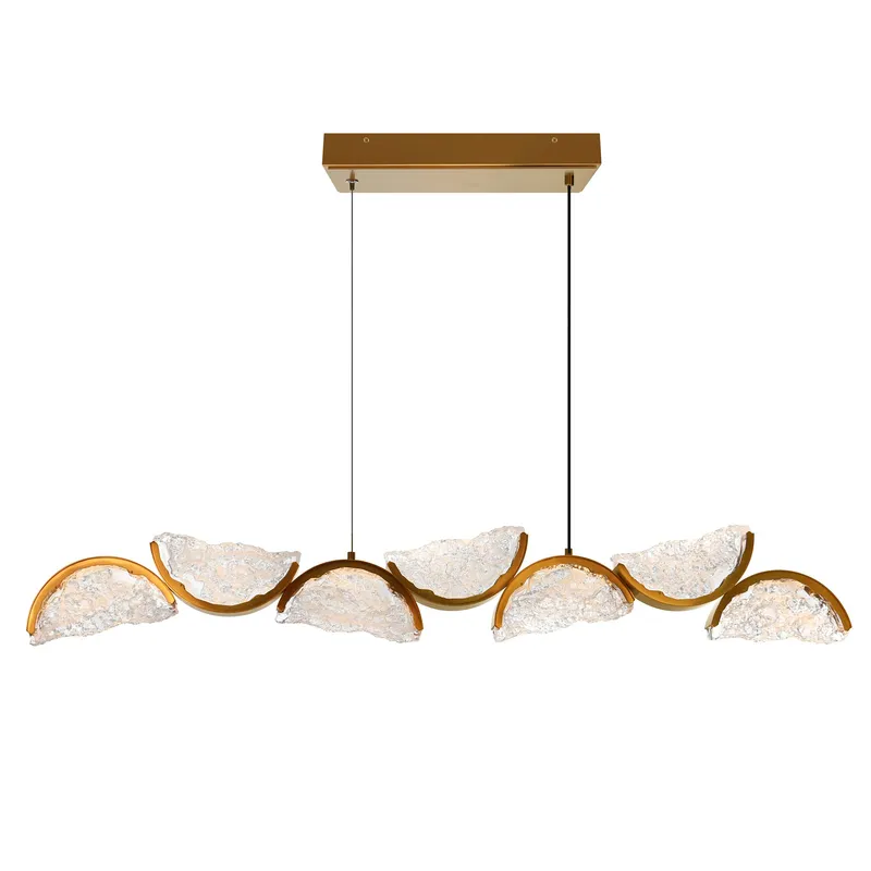 Moon Integrated LED 54in Brass Chandelier with Handcrafted Glass — CWI Lighting LED Pendant Lights  