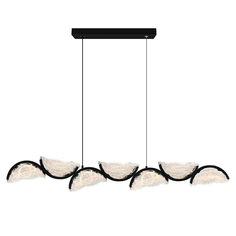 Moon Integrated LED 54in Black Chandelier with Handcrafted Glass — CWI Lighting LED Pendant Lights  