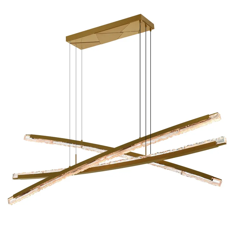 Saber Integrated LED 70in Brass Chandelier with Handcrafted Glass — CWI Lighting LED Pendant Lights  