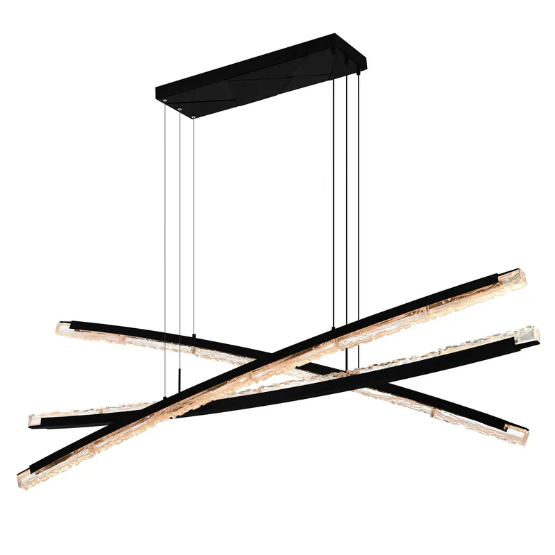 Saber Integrated LED 70in Black Chandelier with Handcrafted Glass — CWI Lighting LED Pendant Lights  