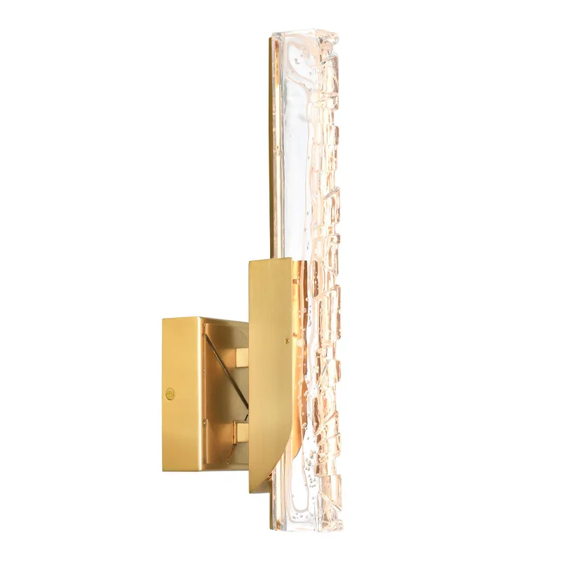 Valira Integrated LED Brass Wall Light with Handcrafted Glass — CWI Lighting LED Wall Lights  