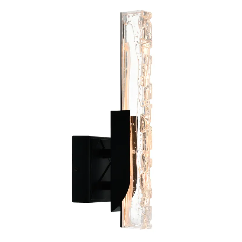 Valira Integrated LED Black Wall Light with Handcrafted Glass — CWI Lighting LED Wall Lights  