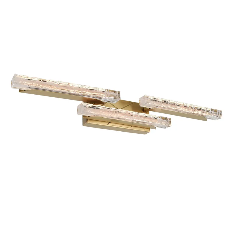 Valira Integrated LED Brass Vanity Light with Handcrafted Glass — CWI Lighting LED Wall Lights  