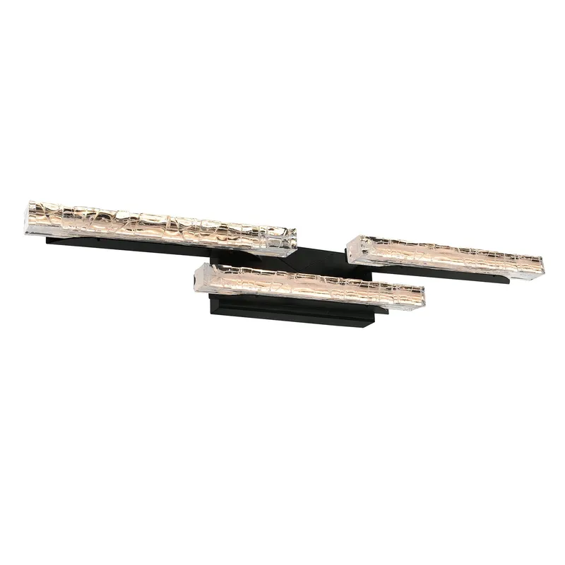 Valira Integrated LED Black Vanity Light with Handcrafted Glass — CWI Lighting LED Wall Lights  