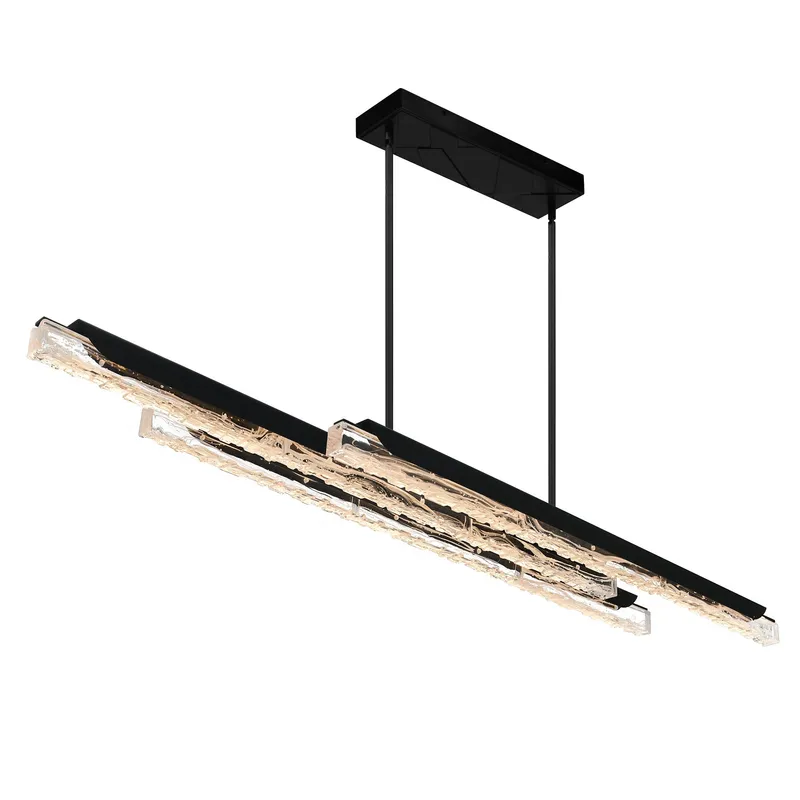 Valira Integrated LED 60in Black Chandelier with Handcrafted Glass — CWI Lighting LED Pendant Lights  