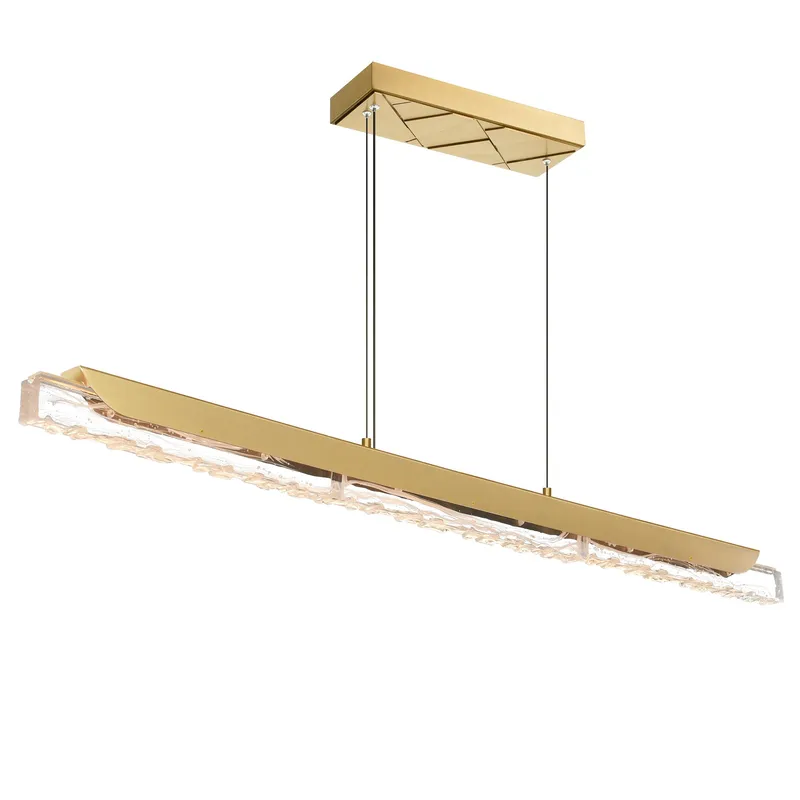 Valira Integrated LED 48in Brass Chandelier with Handcrafted Glass — CWI Lighting LED Pendant Lights  